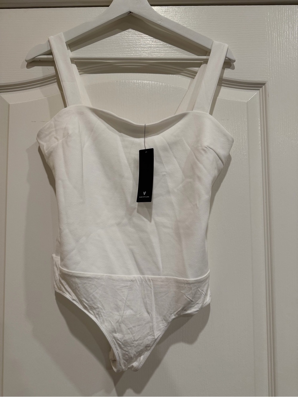 Lulu's White One-Piece Bodysuit with Wide Straps
